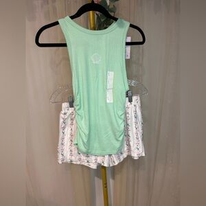 Wild Fable Ribbed Mint Tank Top & Art Class Floral Lounge Shorts Set S / XL